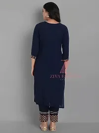 Stylish Navy Blue Rayon Embroidered Kurta Bottom and Dupatta Set For Women-thumb1