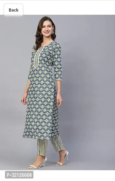 Stylish Multicoloured Cotton Printed Kurta Bottom Set For Women-thumb0