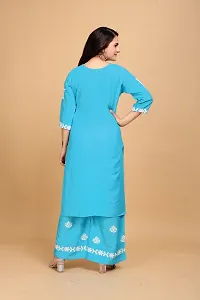 Stylish Blue Rayon Embroidered Kurta Bottom Set For Women-thumb1