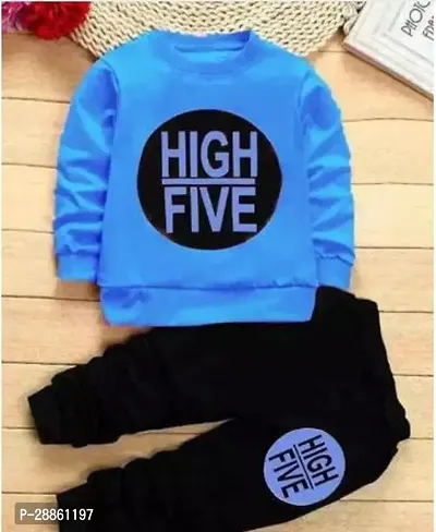 Fabulous Blue Cotton Blend Printed T-Shirts with Trousers For Boys-thumb0