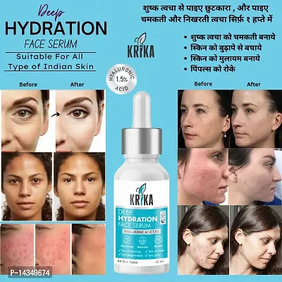 Krika present Deep Hydration Face Serum with 1.5% Hyaluronic acid , Skin Regeneration , Anti-Aging serum , Skin Wrinkles  Fine Lines Corrector serum for Men  Women (Pack of 1*40 ML)