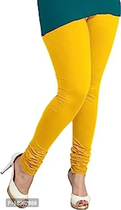 Fabulous Yellow Nylon Solid Leggings For Women