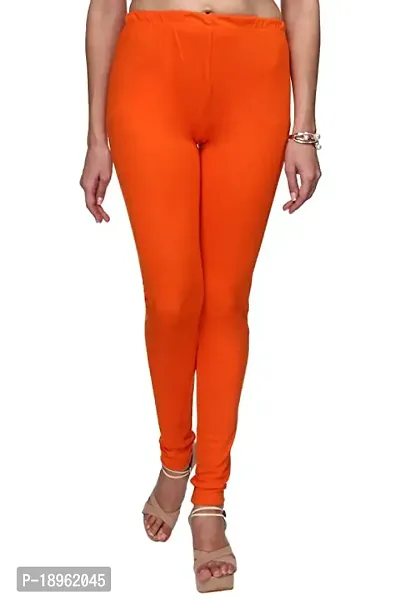 Fabulous Orange Nylon Solid Leggings For Women-thumb0