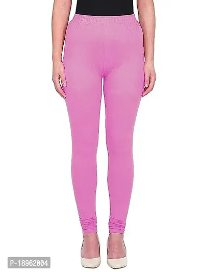 Fabulous Pink Nylon Solid Leggings For Women