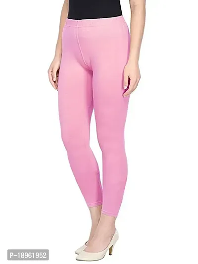 Fabulous Pink Nylon Solid Leggings For Women-thumb0