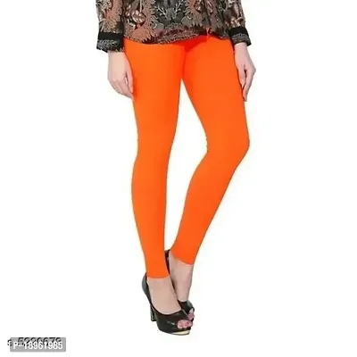 Fabulous Orange Nylon Solid Leggings For Women-thumb2