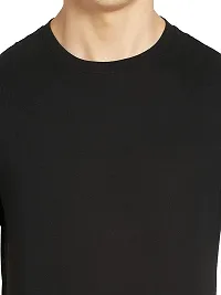 CHUNCHUN Solid Men Round Neck Black TShirt  Pack Of 1-thumb3