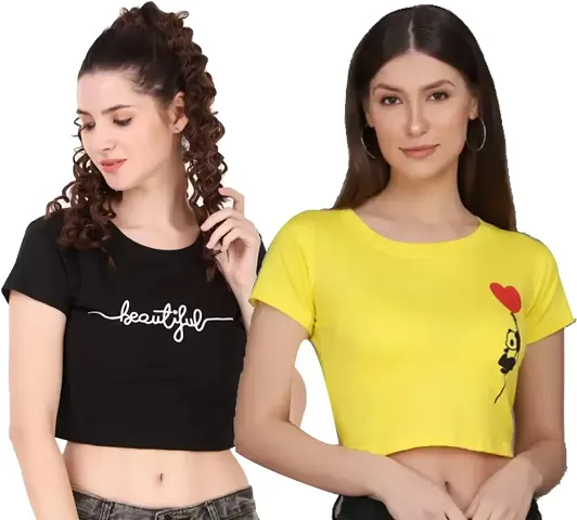 BerdNerd Crop top for Women | Casual Round Neck | T Shirt Half Sleeve | Crop Tees | Graphic Printed Top for Girls & Women | Short Sleeve Cropped | Ripped Crop | Stylish Top