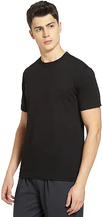 CHUNCHUN Solid Men Round Neck Black TShirt  Pack Of 1-thumb2