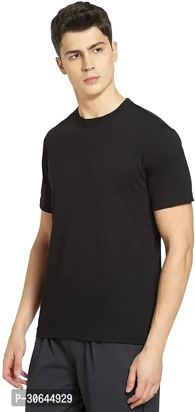 CHUNCHUN Solid Men Round Neck Black TShirt  Pack Of 1-thumb3