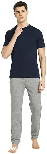 CHUNCHAN Solid Men Round Neck Grey Blue TShirt  Pack Of 2-thumb5