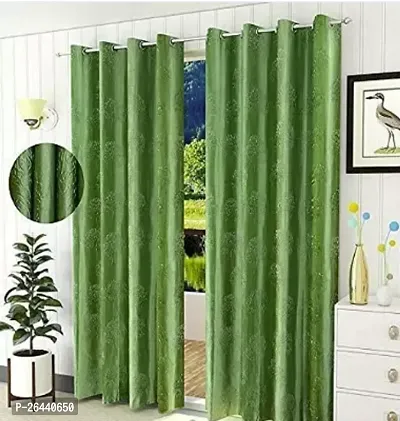 Stylish Green Polyester Eyelet Fitting Door Curtains-thumb0