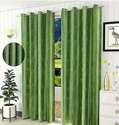 YOUTHFUL THREADS Heavy Long Crush Floral Design Tree Punch Curtains for Living Room | Room Darkening Crush Grommet Curtains for Door | Curtain for Living Room and Office