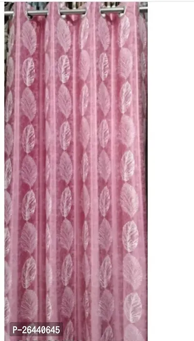 Stylish Pink Polyester Eyelet Fitting Door Curtains-thumb0