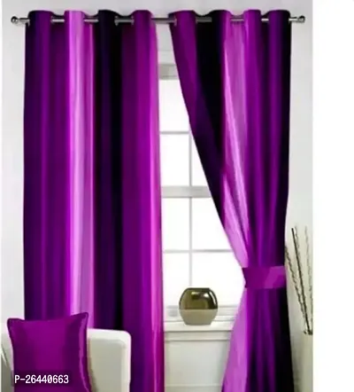 Stylish Purple Polyester Eyelet Fitting Door Curtains-thumb0