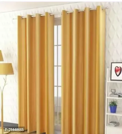 Stylish Beige Polyester Eyelet Fitting Door Curtains