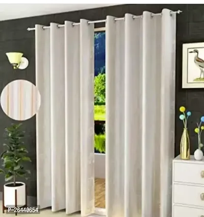 Stylish Beige Polyester Eyelet Fitting Door Curtains-thumb0