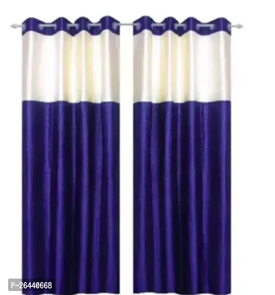 Stylish Navy Blue Polyester Eyelet Fitting Door Curtains