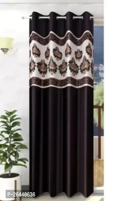 Stylish Black Polyester Eyelet Fitting Door Curtains