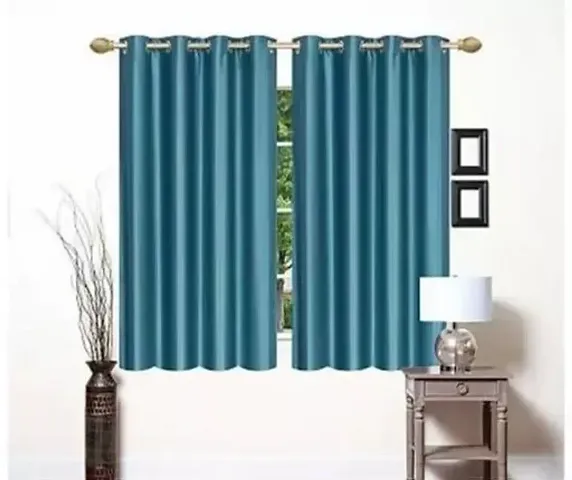 Set of 2 Heavy Long-Crush Plain Window Curtain With Eyelet (5ft)