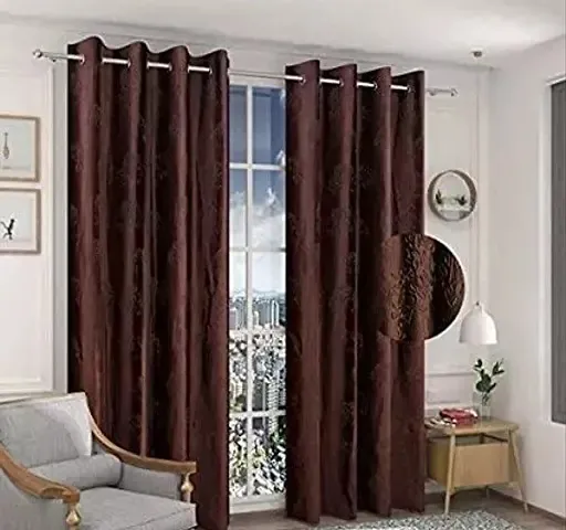 Femfairy Pack of 2 Plain Tree Embossed Curtains for Door/Windows Curtains for Hall/Bedroom/Living Room