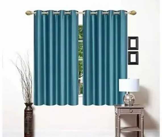 Set of 2 Heavy Long-Crush Plain Window Curtain With Eyelet (5ft)