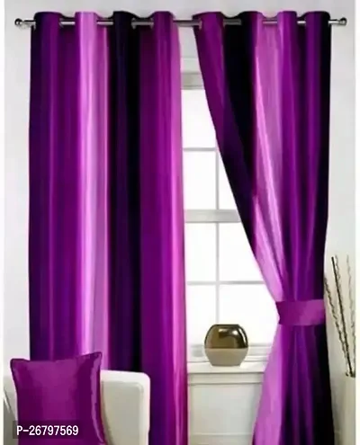 SM L.C.P Polyester Patta Curtain/Pack of 2 pcs Purple-thumb0