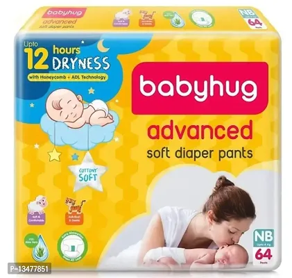 Babyhug Advanced Soft Diaper Pants, New Born 64s Pack (NB-64) (0 to 4 kg)