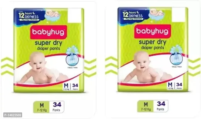 Babyhug Super dry diaper pants Medium (M) 34 Pieces (Pack Of 2) (68 Diapers)
