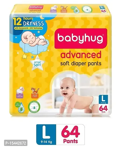 Babyhug Baby Diapers Pants Large 64s Pack - Advanced Soft Diapers Pants(L64) (9-14 Kg)-thumb0