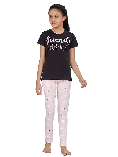 LENISSA Girls Cotton Printed Nightsuit Set | Nightwear Set