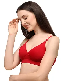 LENISSA Medium Covarage Cotton Lycra Padded Bra Red-thumb2