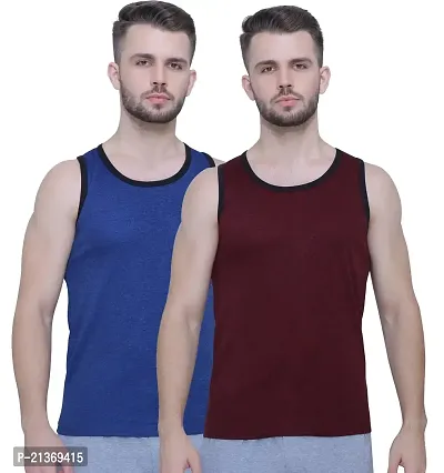 Buy Spangel Fashion Men's Round Neck Sleeveless Cotton Lycra Vest (XXL,  Blue, Maroon) Online In India At Discounted Prices