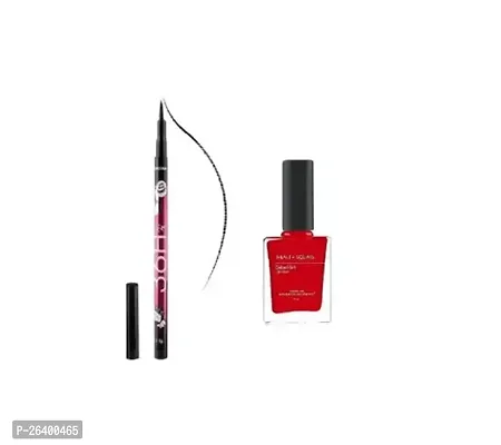 Combo Set Of 36 H Black Eyeliner Red Nail Paint-thumb0