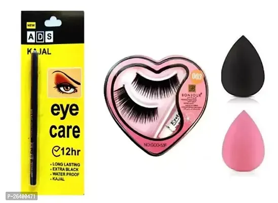 Combo Set Of Ads Kajal Eyelashes 2 Puff Makeup Combo-thumb0