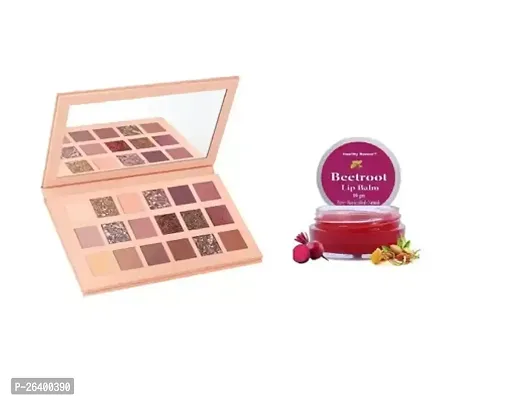 Combo Set Of Nude Eye Shadow Beet Root Lip Balm