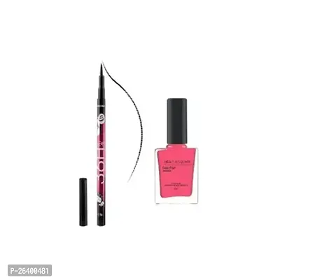 Combo Set Of 36 H Black Eyeliner Pink Nail Paint-thumb0