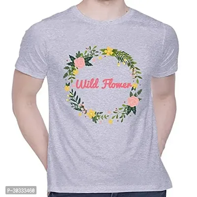 Reliable Grey Cotton Printed T-Shirt For Men