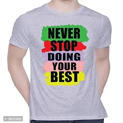 Reliable Grey Cotton Printed T-Shirt For Men