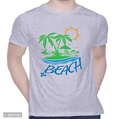 Reliable Grey Cotton Printed T-Shirt For Men