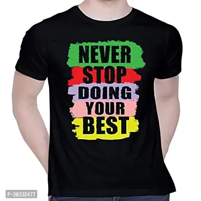 Reliable Black Cotton Printed T-Shirt For Men