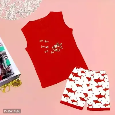 Red colour t shirt shorts  for kids-thumb0