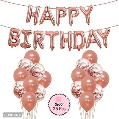 Rose Gold Balloons Birthday Decoration Kit -13Pcs Combo Set with Happy Birthday Foil Balloon, Confetti, Metallic Rubber Balloons/ Rose Gold Balloons for for Girls Wife Women