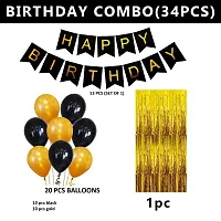 Happy Birthday Banner Decoration Kit - 34Pcs Set for Boys Husband Balloons Decorations Items Combo with Metallic Balloons and Foil Curtain-thumb1