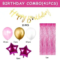 Happy Birthday Decorations For Girls Combo Set- Pink White Gold Metallic Balloons, Happy Birthday Banner, Foil Curtain, Star Foil Balloons,birthday decoration items for baby, girl, women party celebra-thumb1