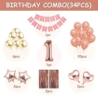 1st Birthday Decoration For Baby Girl Gold Rose Combo 34Pcs for Baby Girl 1st Bday Decor/Photo Booth Backdrop Decoration materials/1st Birth Day Party Decor/Stylish Pink White Birtgday Set-thumb1