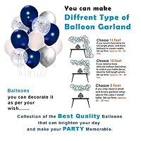Dark Blue With Silver Happy Birthday Decoration Wife and Husband Items Kit Combo Set Birthday Bunting Silver Foil Curtain Metallic Confetti Balloons With Hand Balloon Pump And Glue Dot - 50 pieces-thumb3