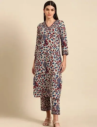 Stylish Cotton Printed Straight Kurtis Bottom Set