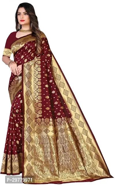 Stylish Maroon Art Silk Saree with Blouse piece For Women