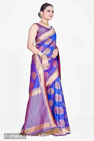 Stylish Blue Art Silk Saree With Blouse Piece For Women-thumb3